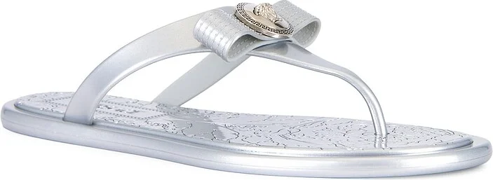 VERSACE Flip Flop in Metallic Silver - Image 2