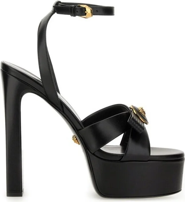 Versace Gianni Ribbon Block-Heeled Sandals