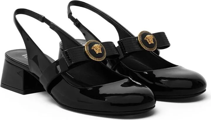 Versace Gianni Ribbon Patent Leather Pumps - Image 5