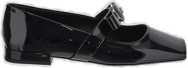 Versace Gianni Ribbon Square-Toe Ballerina Shoes