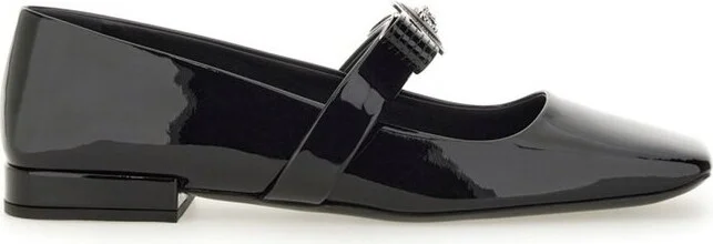 Versace Gianni Ribbon Square-Toe Ballerina Shoes