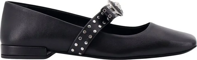 Versace Gianni Ribbon Square-Toe Ballet Flats