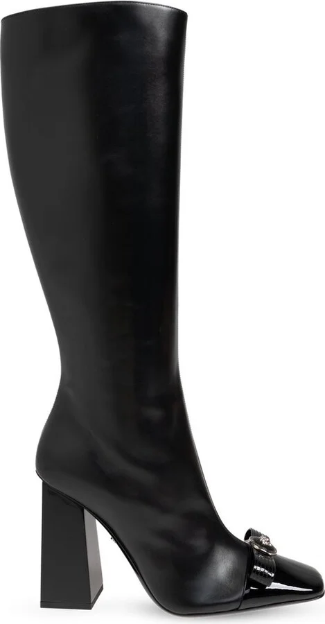 Versace Gianni Ribbon Square-Toe Knee-High Boots