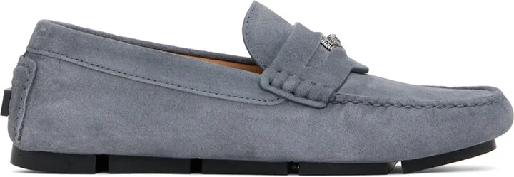 Versace Gray Medusa Biggie Driver Loafers