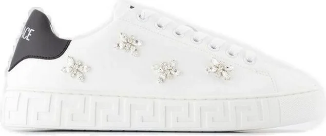 Versace Greca Embellished Lace-Up Sneakers