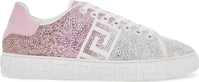 Versace Greca Embellished Lace-Up Sneakers