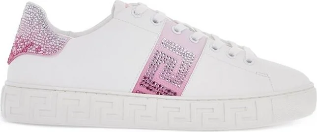 Versace Greca-Embellished Lace-Up Sneakers