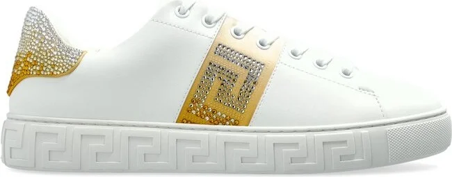Versace Greca-Embellished Lace-Up Sneakers