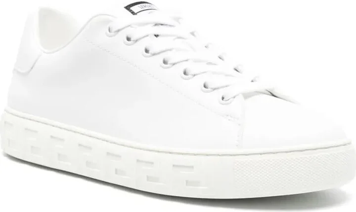 Versace Greca Print Leather Sneakers - Image 2