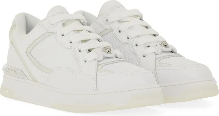 Versace 'Greca' White Leather Blend Sneakers - Image 2