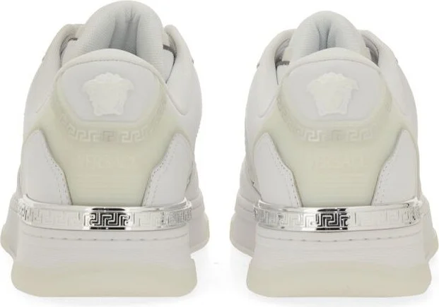 Versace 'Greca' White Leather Blend Sneakers - Image 3