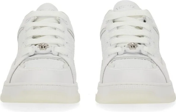 Versace 'Greca' White Leather Blend Sneakers - Image 4