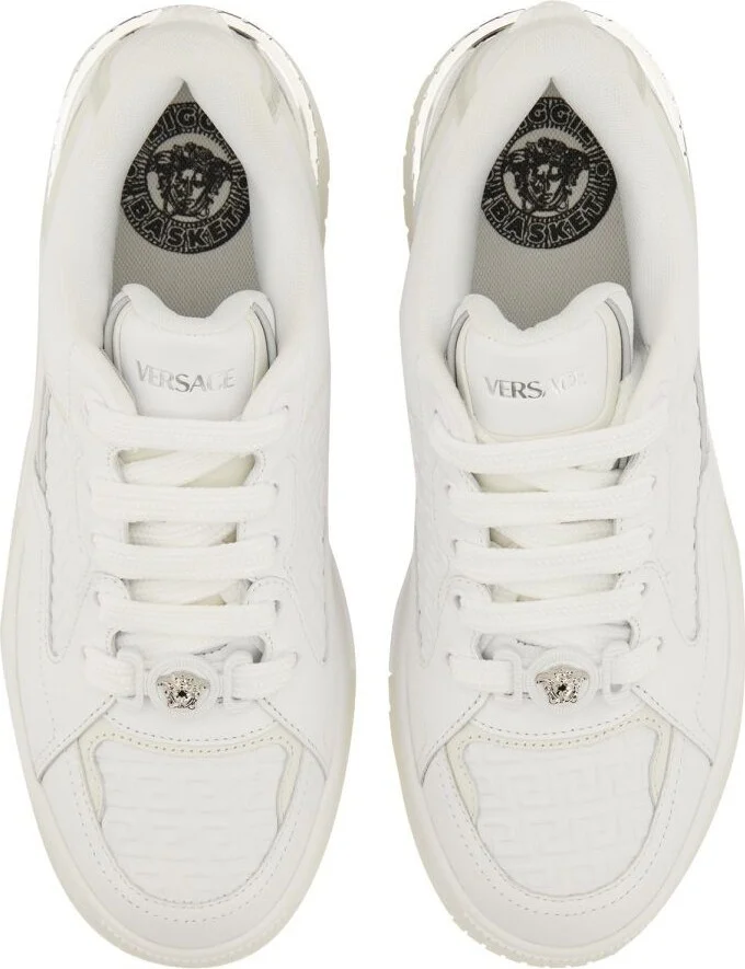 Versace 'Greca' White Leather Blend Sneakers - Image 6