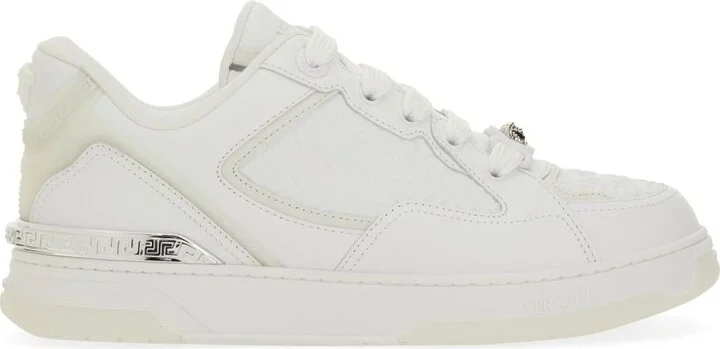 Versace 'Greca' White Leather Blend Sneakers