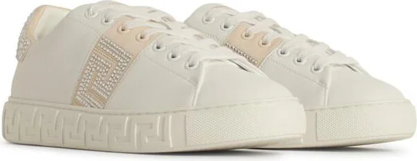 Versace 'Greca' White Leather Sneakers - Image 2