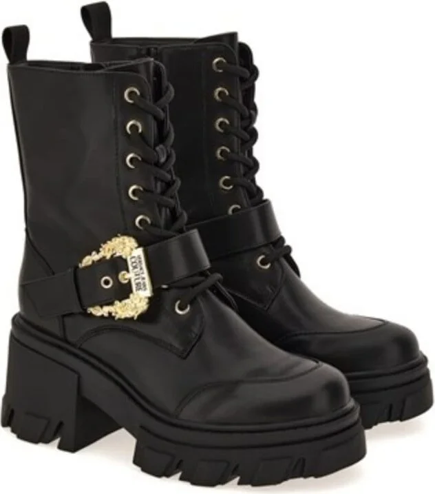 Versace Jeans Couture Ankle Boots With Gold Buckle