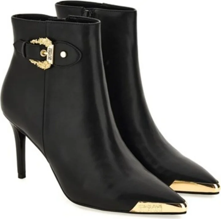 Versace Jeans Couture Ankle Boots With Heels And Gold Buckle