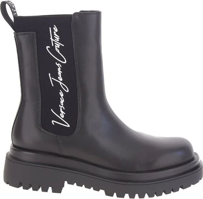 Versace Jeans Couture Drew Logo-Printed Round Toe Boots