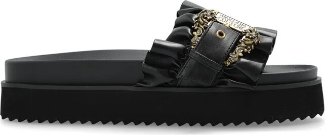 Versace Jeans Couture Logo-Engraved Platform Slides