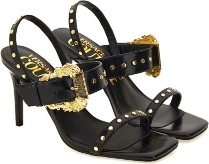 Versace Jeans Couture Open Sandals With Gold Buckle