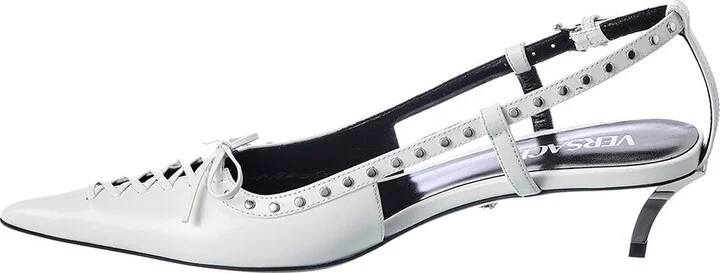 Versace Laced Pin-Point Leather Slingback Pump - Image 2