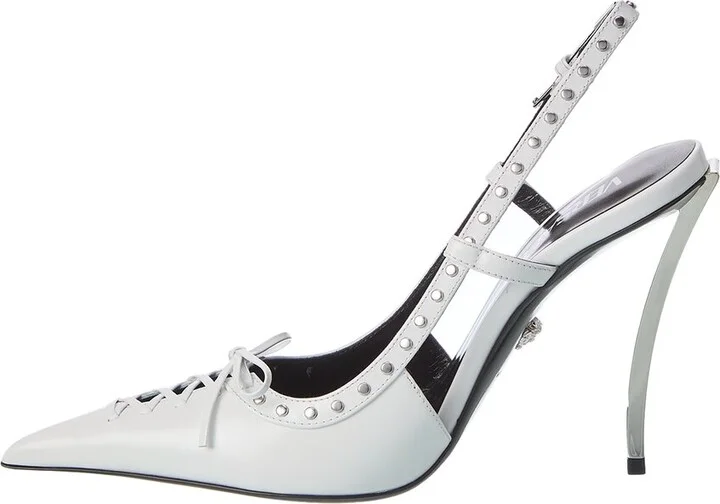 Versace Laced Pin-Point Leather Slingback Pump - Image 2