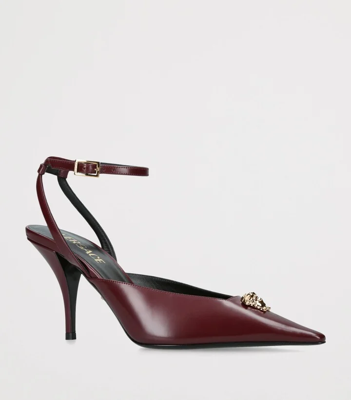 Versace Leather La Medusa Slingback Heels 85 - Image 3