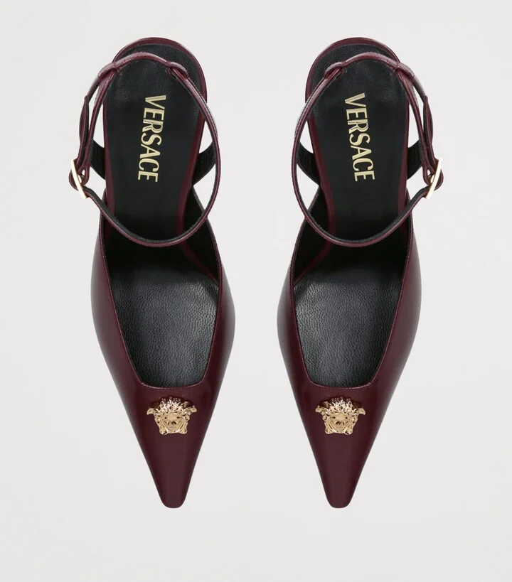 Versace Leather La Medusa Slingback Heels 85 - Image 4