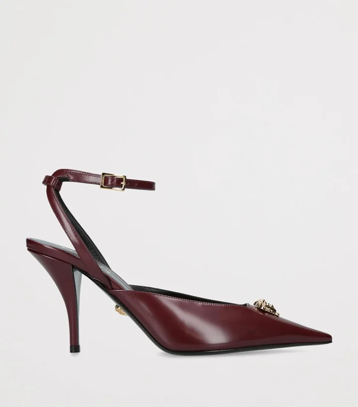 Versace Leather La Medusa Slingback Heels 85