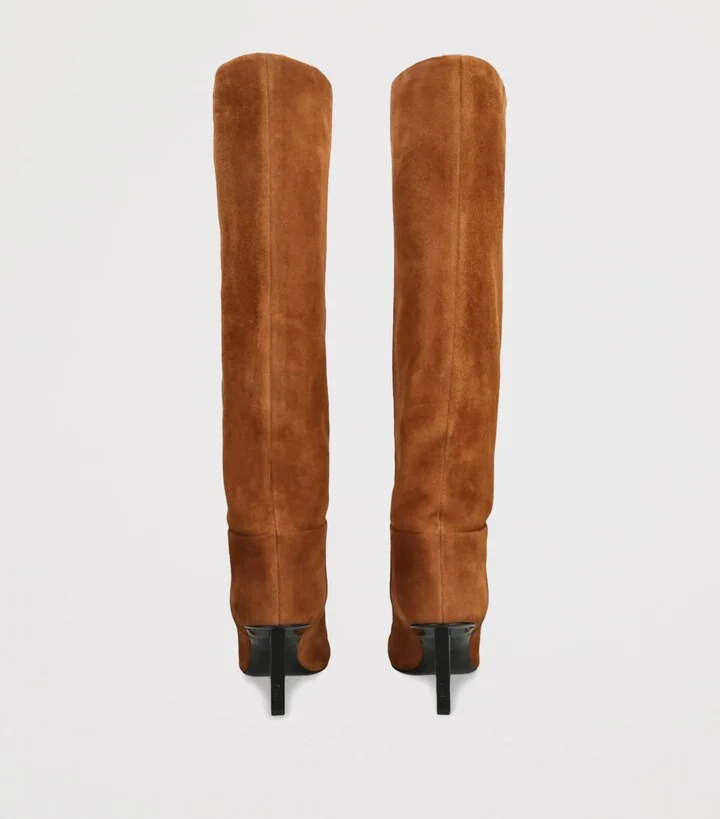 Versace Leather V-Heel Knee-High Boots 85 - Image 2