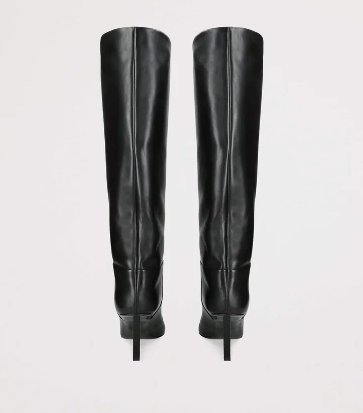 Versace Leather V-Heel Knee-High Boots 85 - Image 2