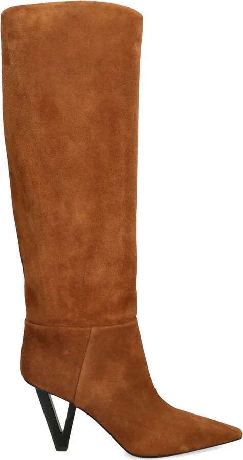 Versace Leather V-Heel Knee-High Boots 85