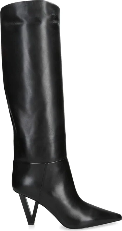 Versace Leather V-Heel Knee-High Boots 85