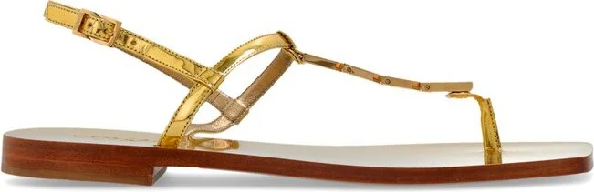 Versace Logo Applique T-Strap Sandals