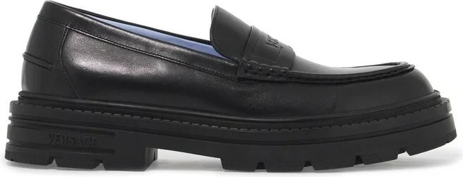 Versace Logo Embossed Loafers