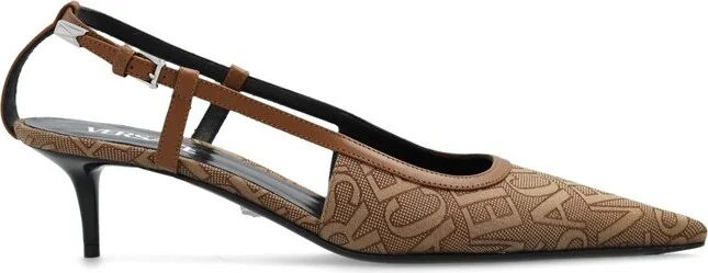 Versace Logo Jacquard Slingback Pumps