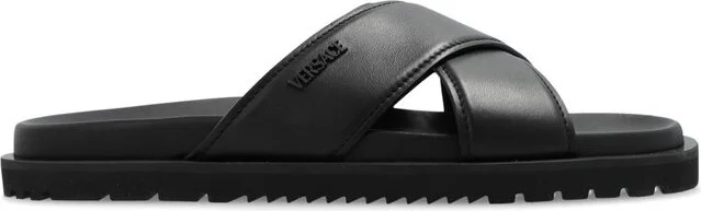 Versace Logo-Lettering Open-Toe Slides