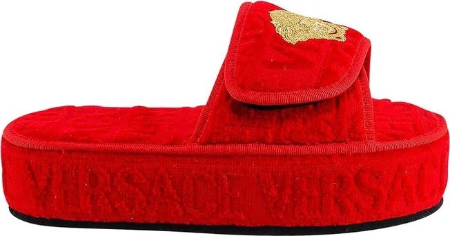 Versace Logo Monogram Platform Slides