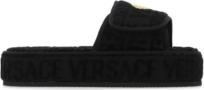Versace Logo Monogram Platform Slides