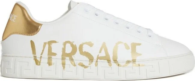 Versace Logo-Printed Lace-Up Sneakers