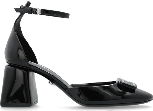 Versace Logo-Printed Round-Toe Pumps