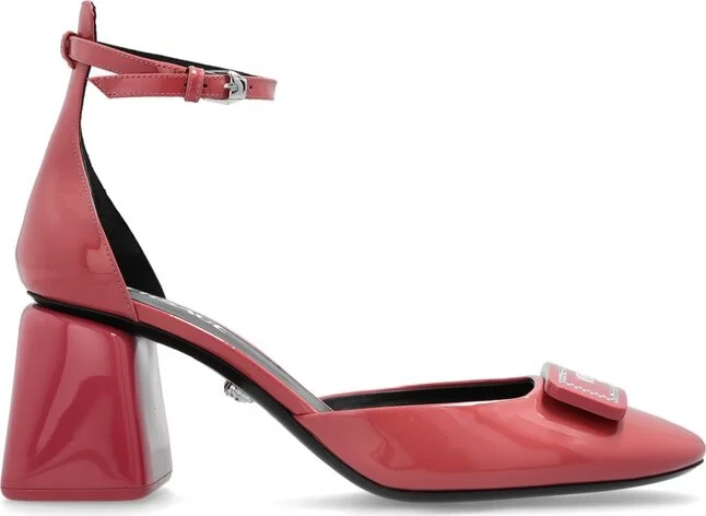 Versace Logo-Printed Round-Toe Pumps