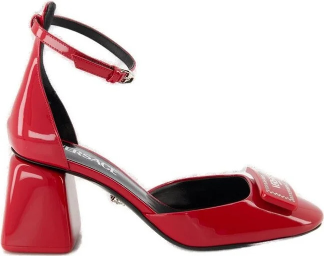 Versace Logo Printed Round-Toe Pumps