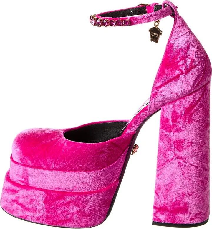 Versace Medusa Aevitas Velvet Platform Pump - Image 2