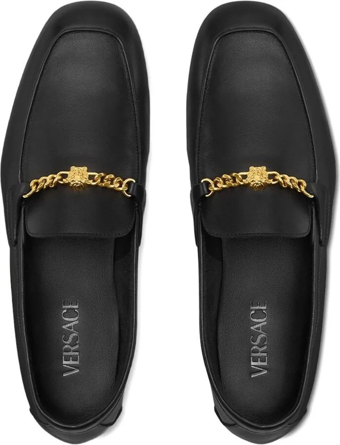Versace 'Medusa' Black Leather Loafers - Image 2