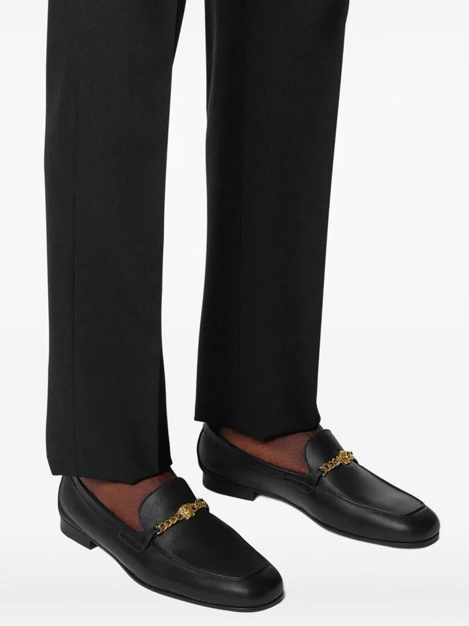 Versace 'Medusa' Black Leather Loafers - Image 3