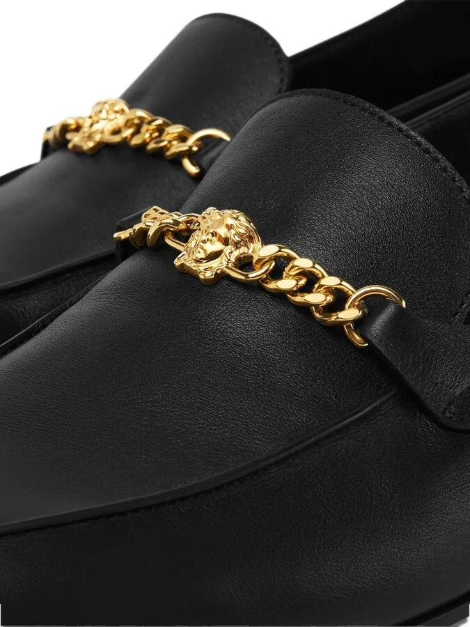 Versace 'Medusa' Black Leather Loafers - Image 4
