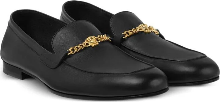Versace 'Medusa' Black Leather Loafers - Image 5