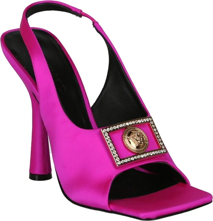 Versace Medusa Crystal Silk-Blend Sandal
