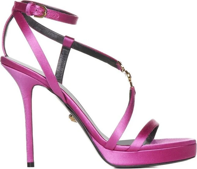 Versace Medusa Embellished Satin Sandals